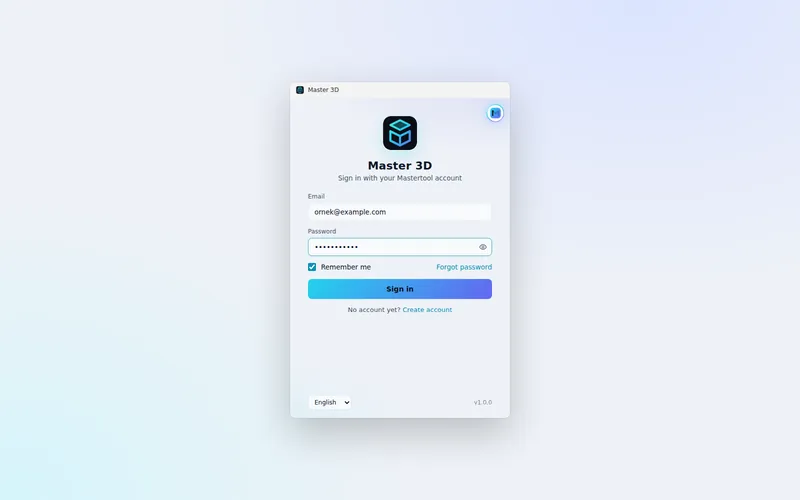 Mastertool hesabıyla giriş